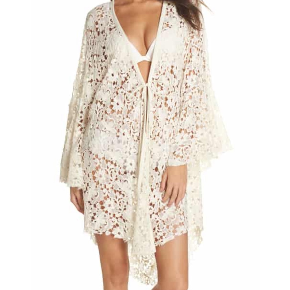 🌸Free People Move Over Lace Cotton Kimono Robe L
